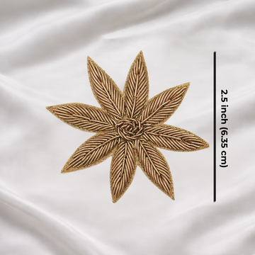 Floral Leaf Metallic Handwork Appliqué Patch for Bridal & Designer Wear
