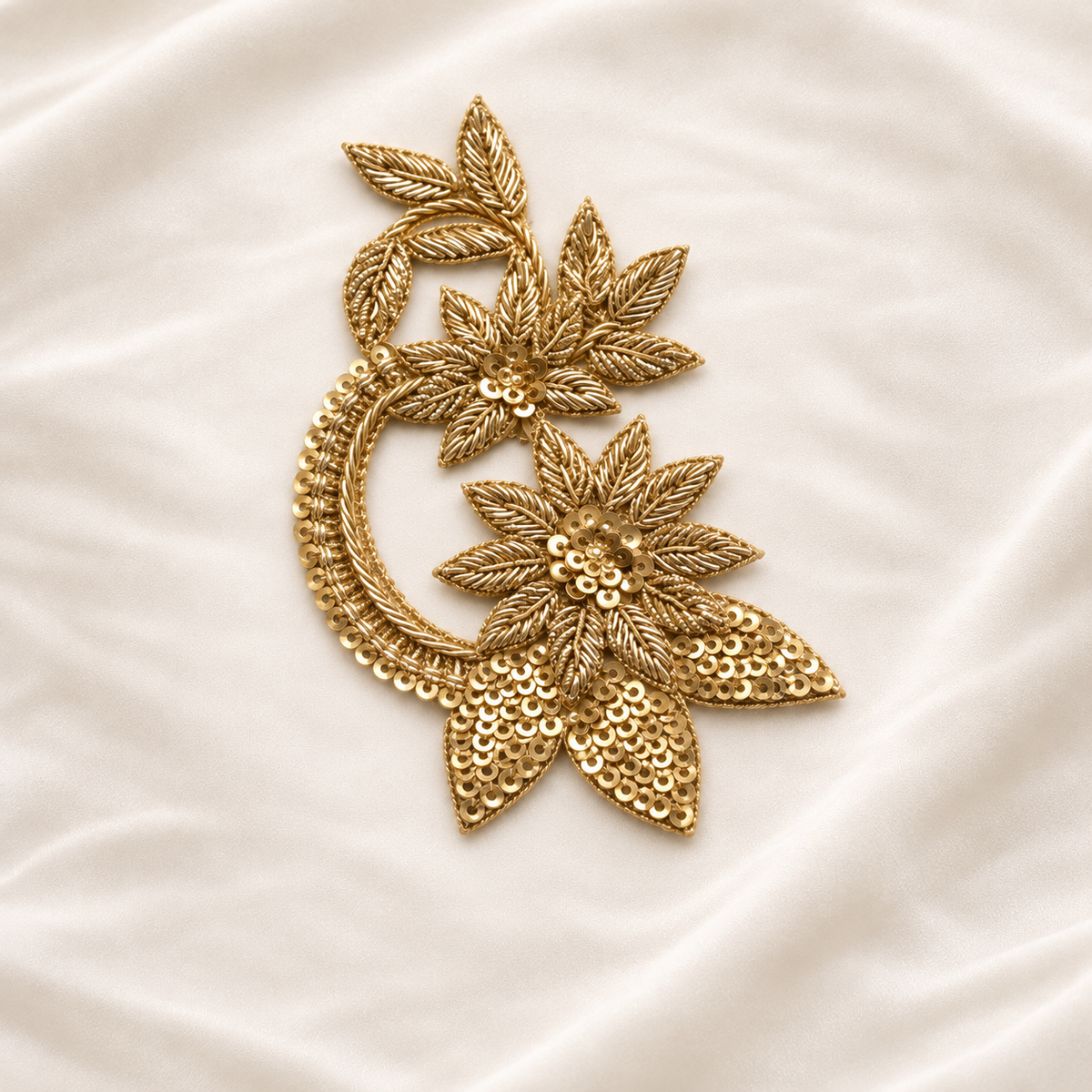 Floral Sequin Zardozi Embroidery Patch (12/24 Pieces)