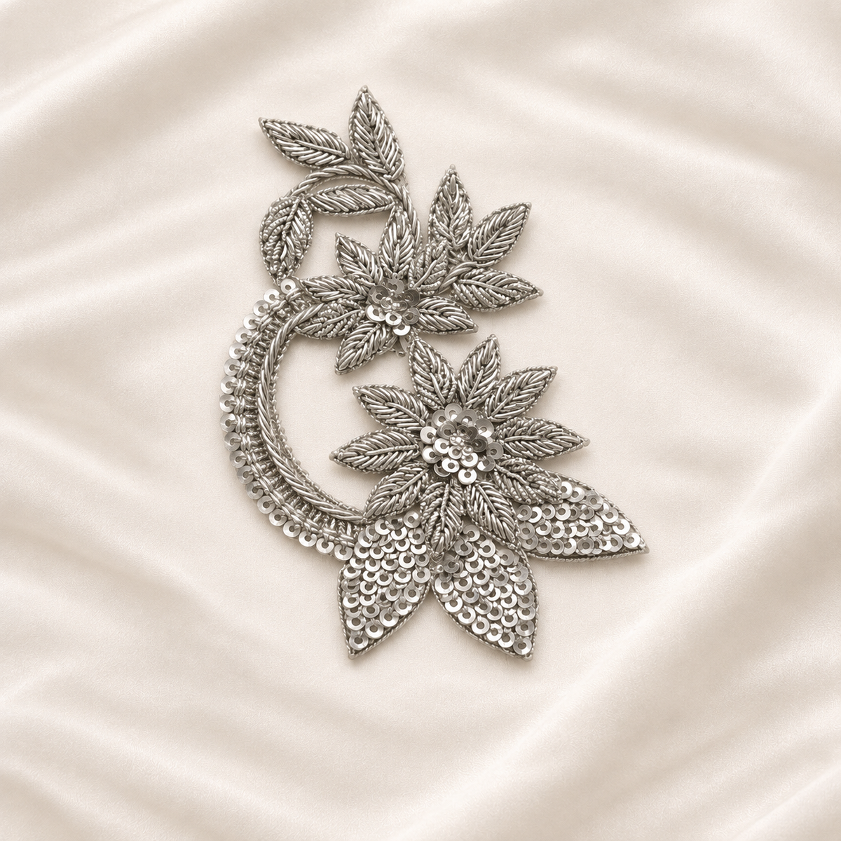 Floral Sequin Zardozi Embroidery Patch (12/24 Pieces)