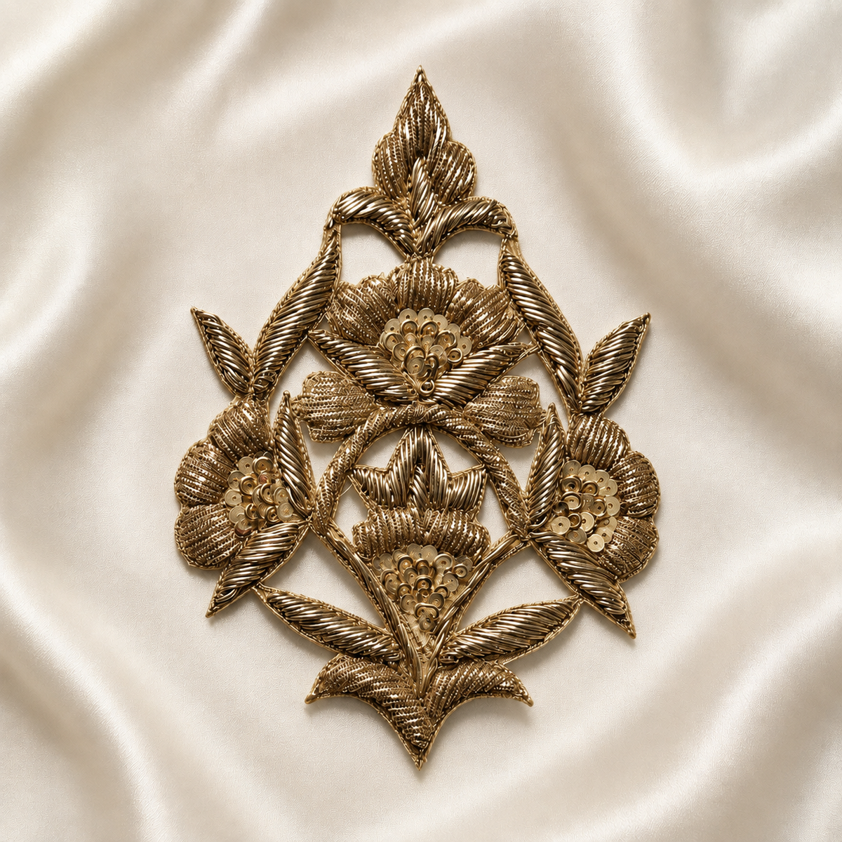 Handcrafted Floral Motif Embroidered Patch with Sequin Work