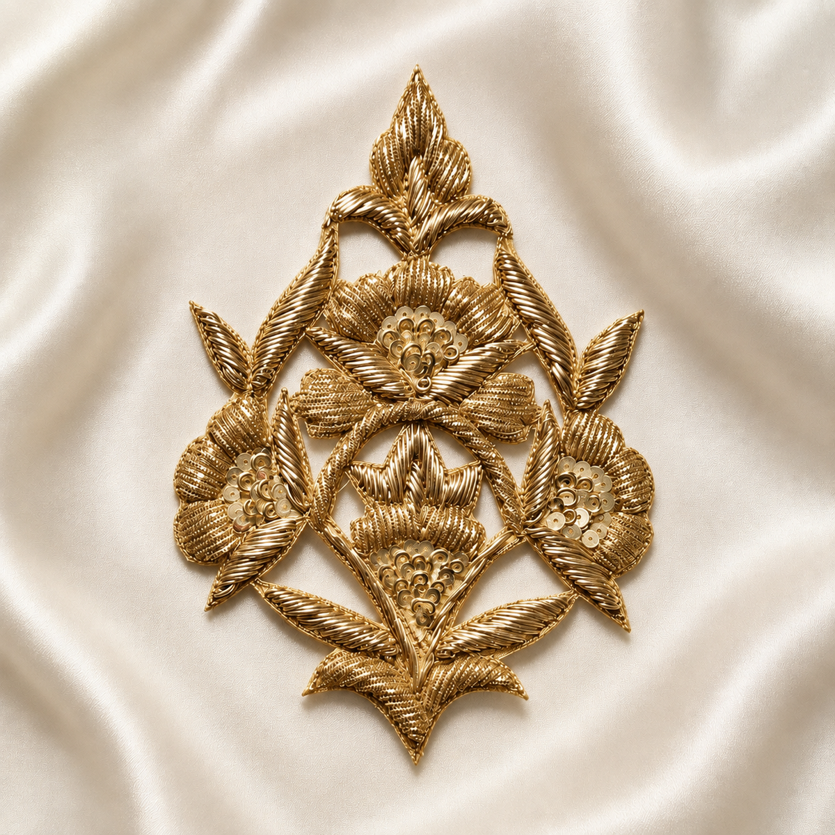 Handcrafted Floral Motif Embroidered Patch with Sequin Work