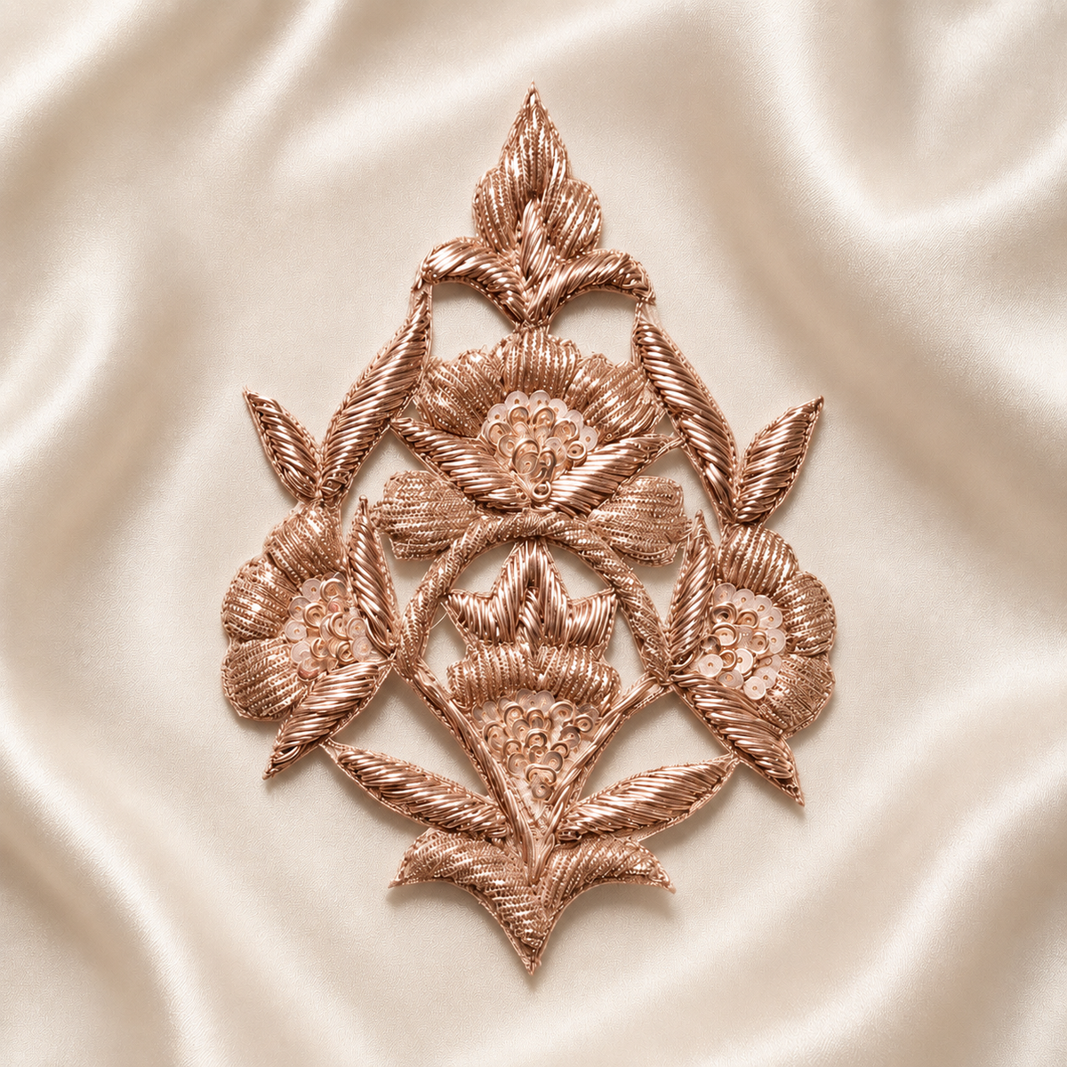 Handcrafted Floral Motif Embroidered Patch with Sequin Work