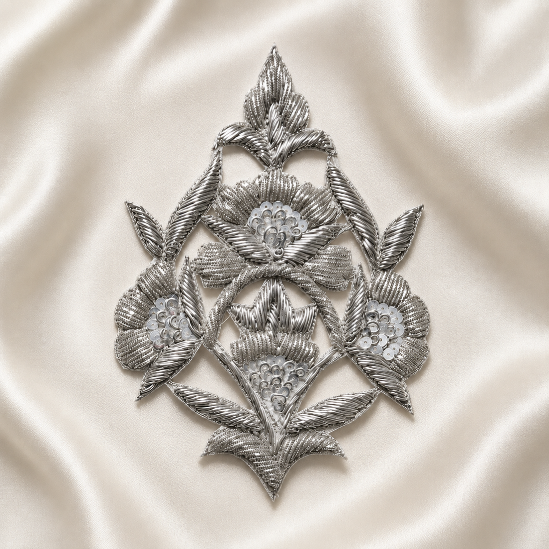 Handcrafted Floral Motif Embroidered Patch with Sequin Work