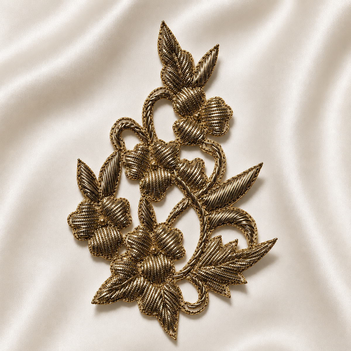 Handcrafted Floral Motif Embroidered Patch with Sequin Work