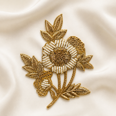 Floral Vine Beaded and Metallic Embroidered Patch hover image