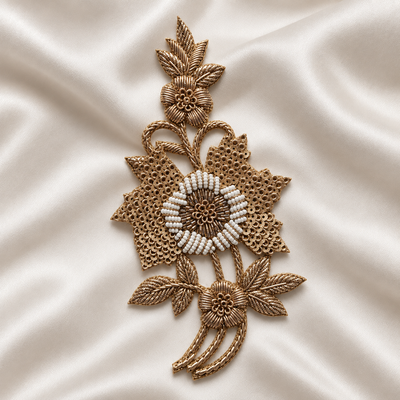 Floral Sequin, Bead and Metallic Cord Embroidered Statement Patch hover image