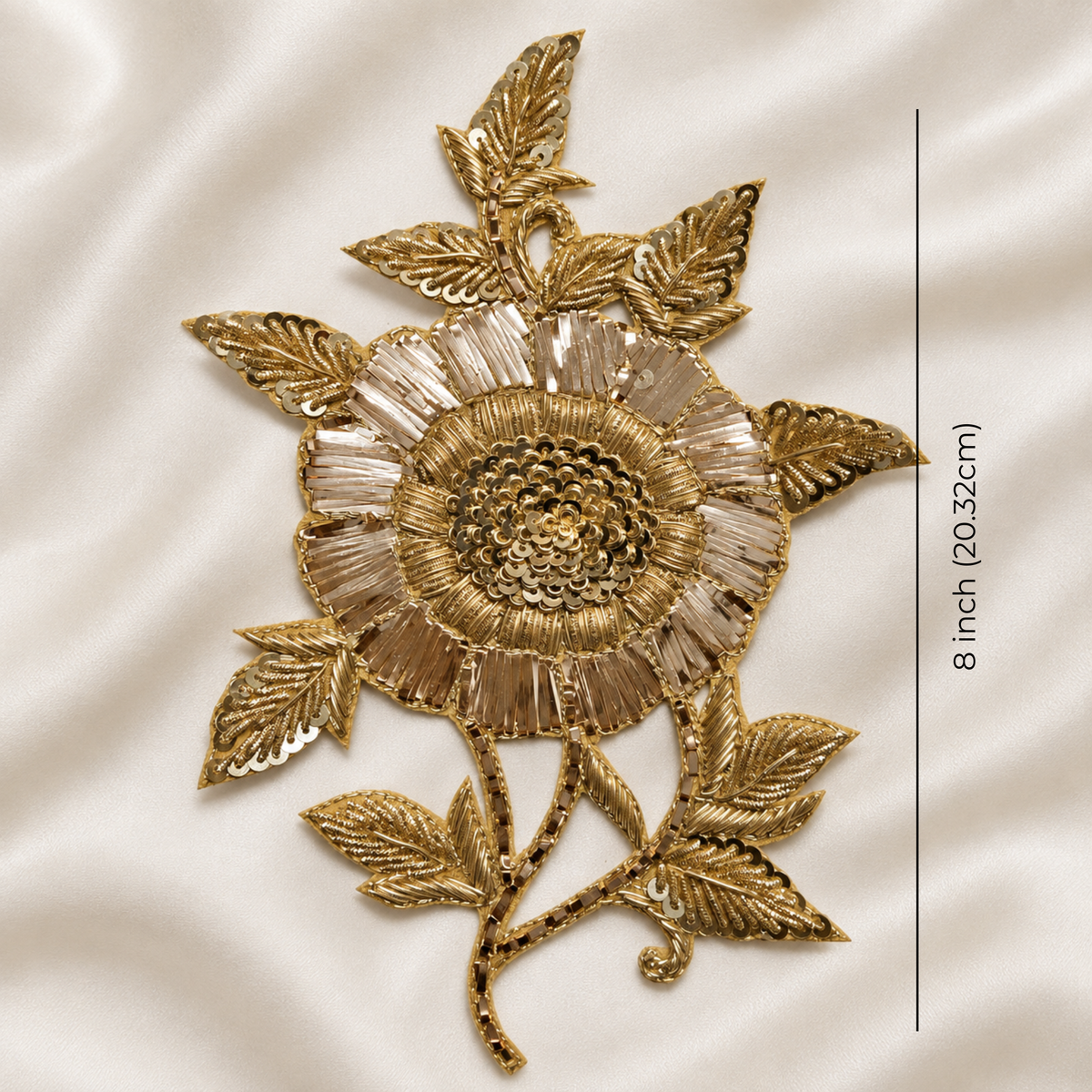 Floral Bugle Bead and Sequin Embroidered Statement Patch