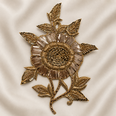 Floral Bugle Bead and Sequin Embroidered Statement Patch