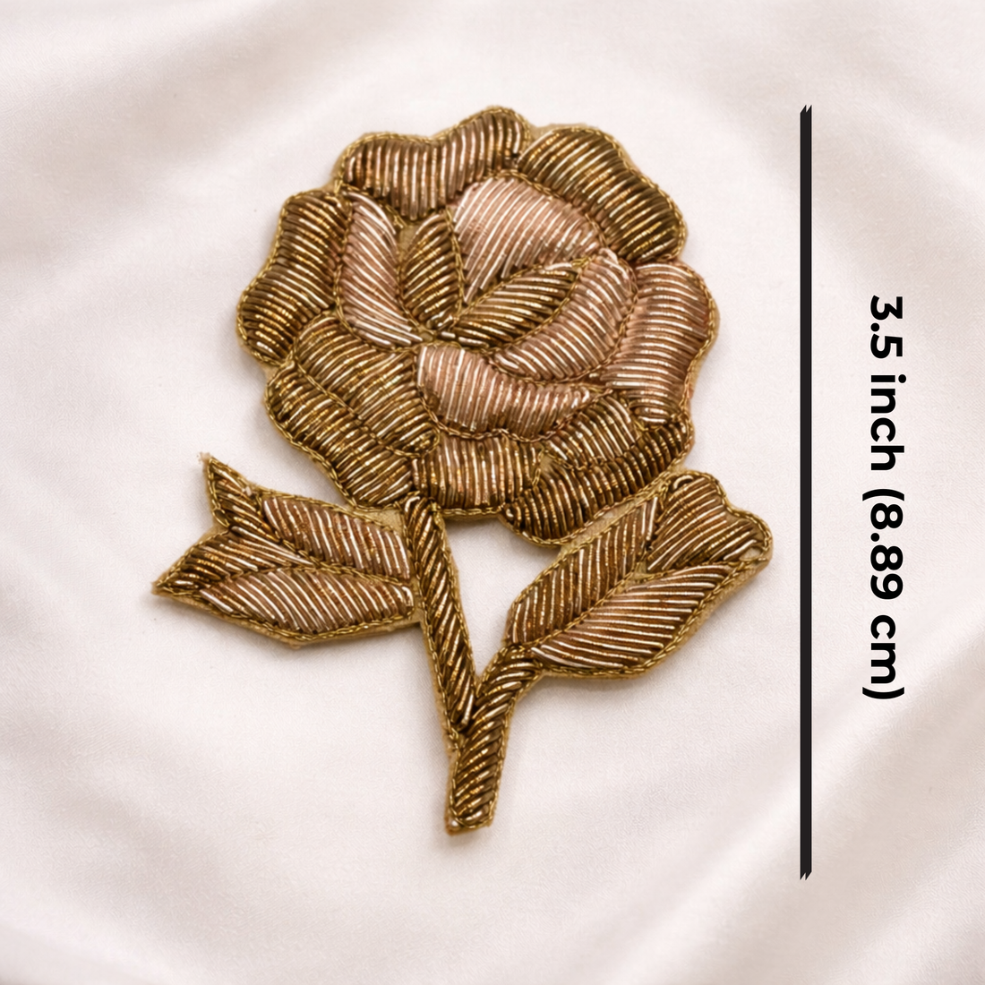 Gold Rose Zardozi Embroidery Patch