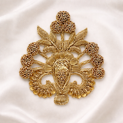 Traditional Zardozi Floral Embroidery Patch