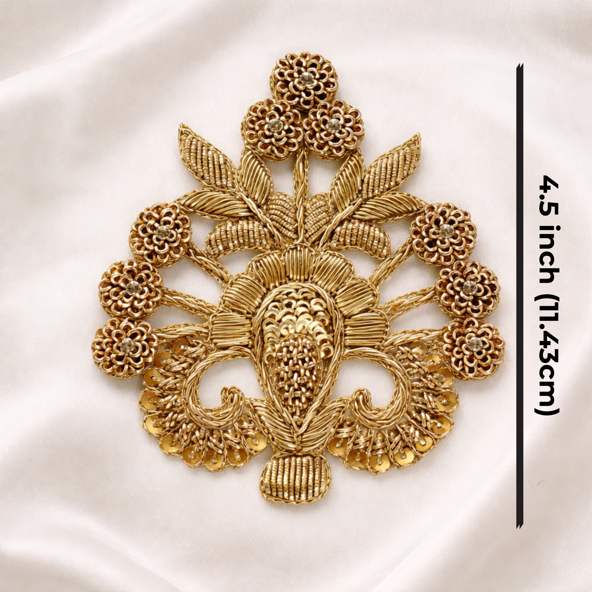 Traditional Zardozi Floral Embroidery Patch