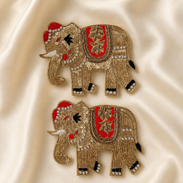 Handcrafted Elephant Zardozi Embroidered Patch