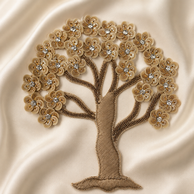 Handcrafted Floral Tree Embroidered Designer Patch