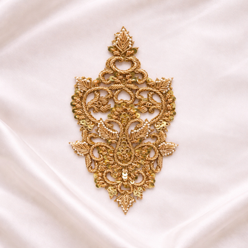 Luxury Handcrafted Gold Zari Embroidered Applique Patch