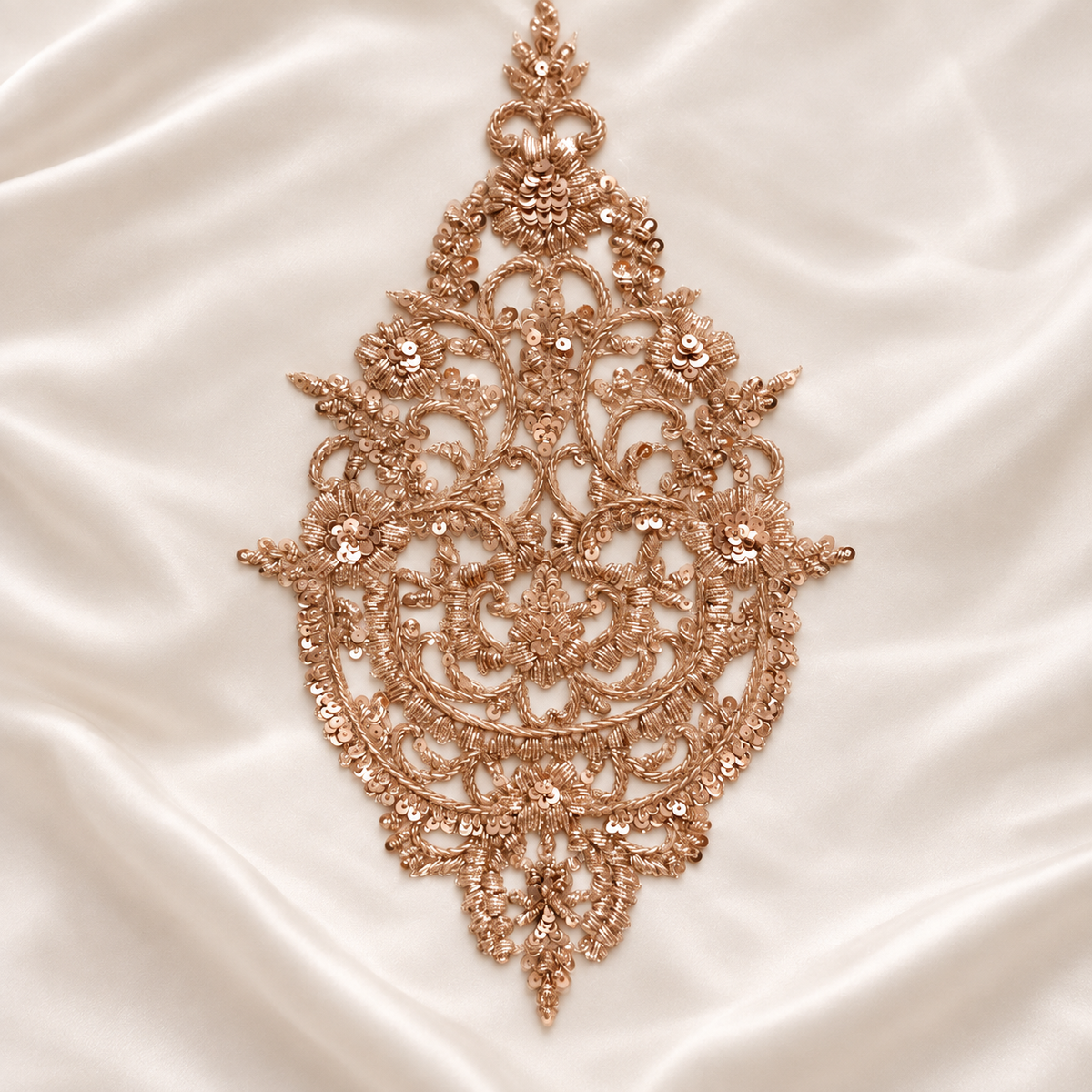 Handcrafted Silver Zardozi Floral Patch