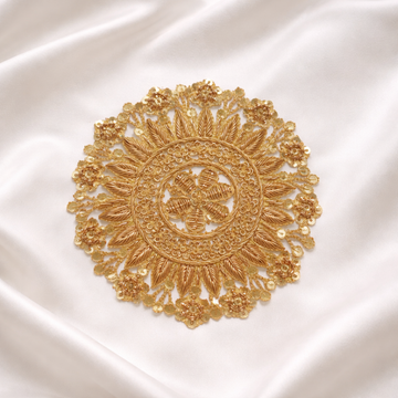 Luxury Handcrafted Gold Zari Circular Applique Patch