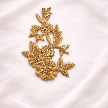 Luxury Handcrafted Zari Floral Applique Patch