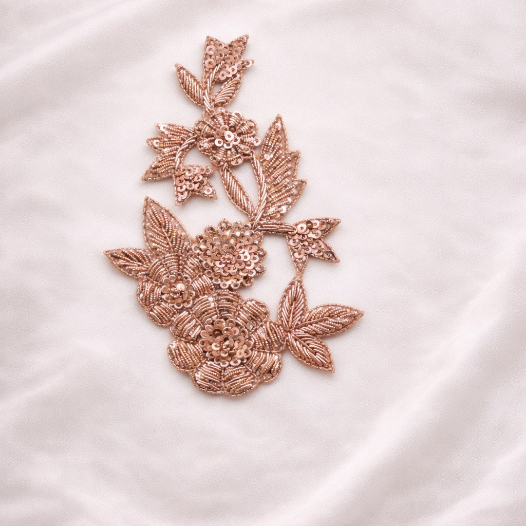 Luxury Handcrafted Zari Floral Applique Patch