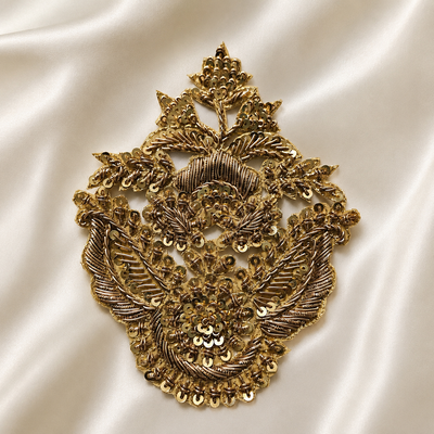 Handcrafted Ornate Floral Embroidered Patch with Sequin Work