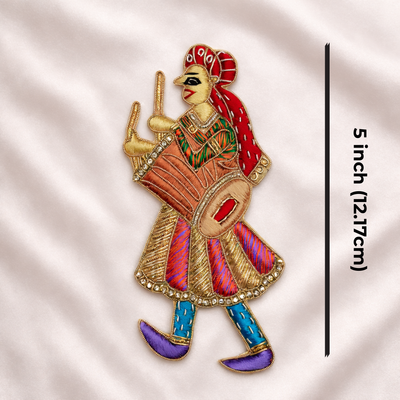Traditional Folk Drummer Embroidery Patch hover image