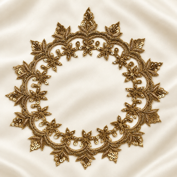 Floral Vine Sequin and Pearl Bead Embroidered Neckline Patch