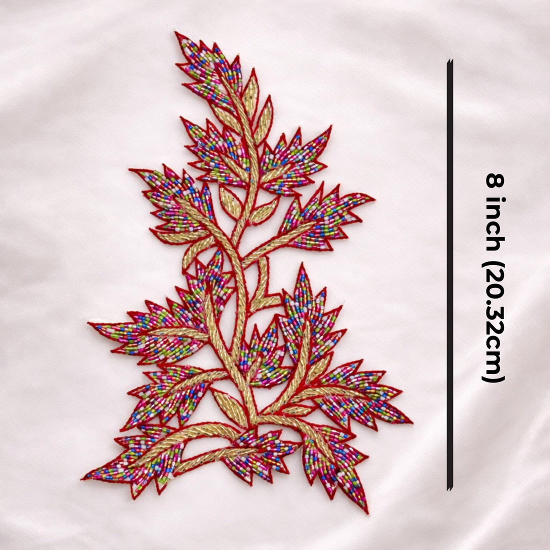 Multicolor Beaded Leaf Embroidery Patch