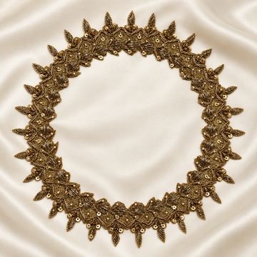 Layered Chevron Leaf Sequin and Pearl Bead Embroidered Neckline Pa