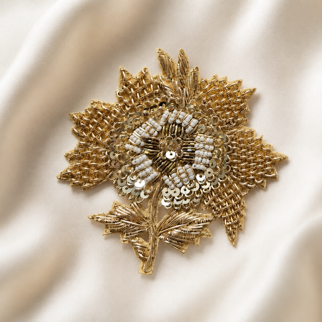 Handcrafted Floral Sequin and Beaded Designer Patch