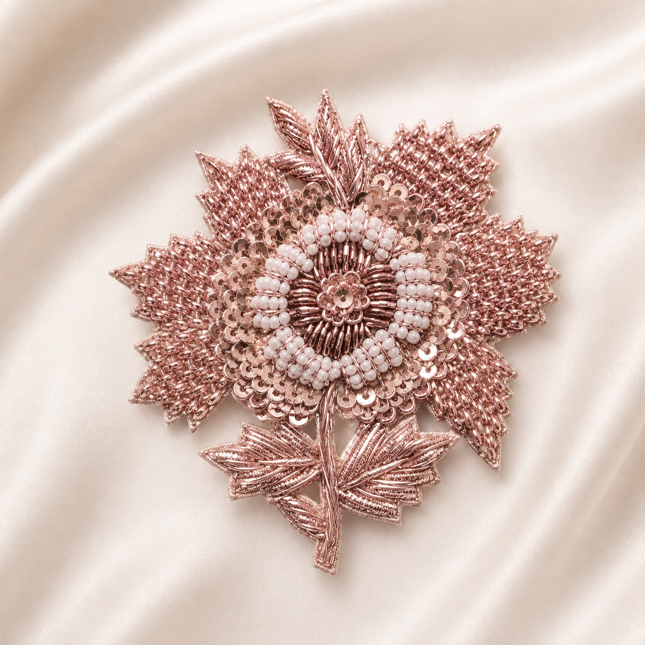 Handcrafted Floral Sequin and Beaded Designer Patch