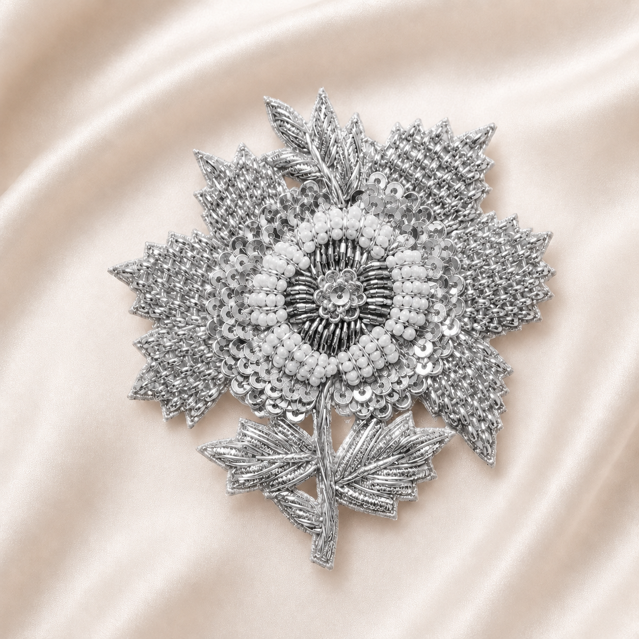 Handcrafted Floral Sequin and Beaded Designer Patch