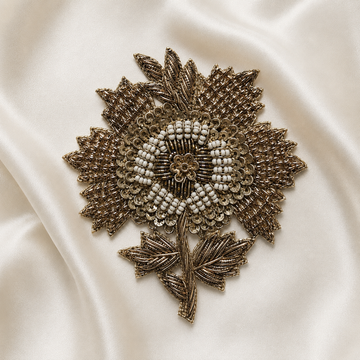 Handcrafted Floral Sequin and Beaded Designer Patch