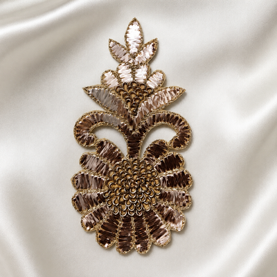 Floral Sequin Embroidered Appliqué Patch for Bridal & Designer Wear