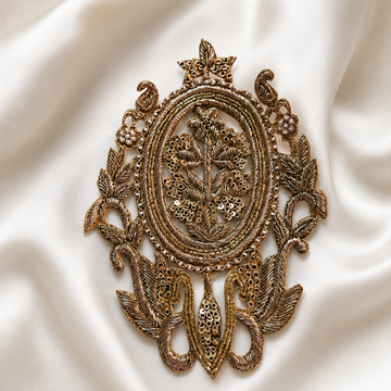 Handcrafted Ornate Floral Frame Embroidered Designer Patch