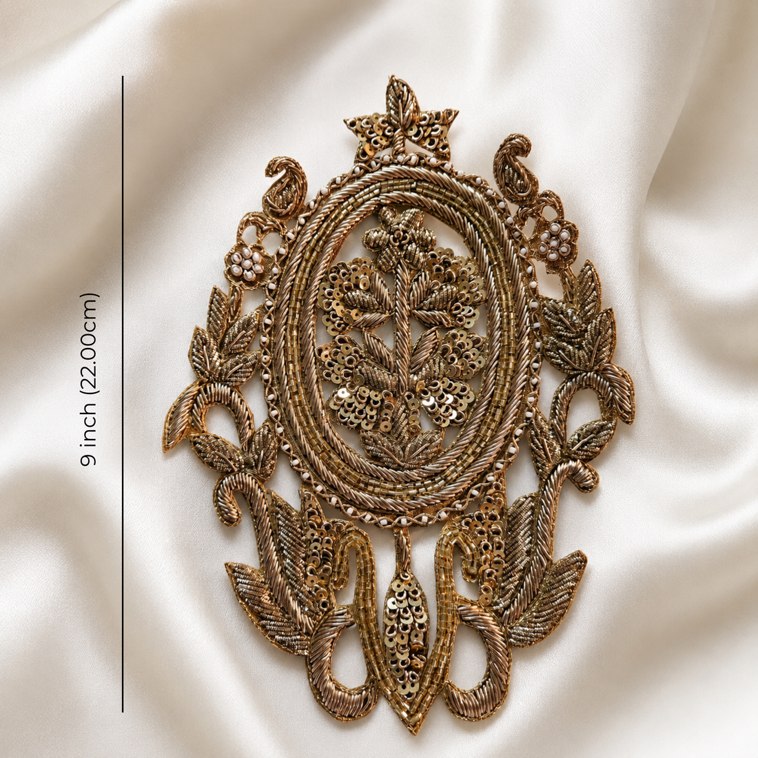 Handcrafted Ornate Floral Frame Embroidered Designer Patch