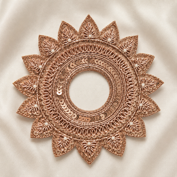 Circular Floral Sequin & Pearl Embellished Ring Patch for Bridal & Designer Wear