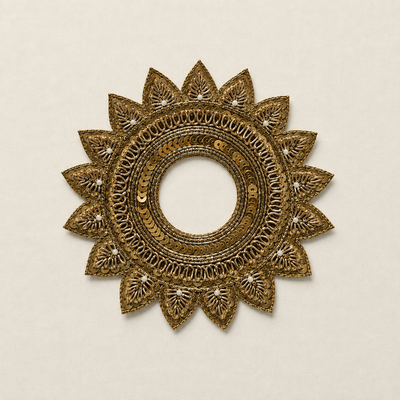 Circular Floral Sequin & Pearl Embellished Ring Patch for Bridal & Designer Wear hover image