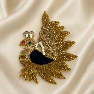 Bird Motif Beaded Handwork Appliqué Patch for Bridal & Designer Wear (Pack Of 12/24)