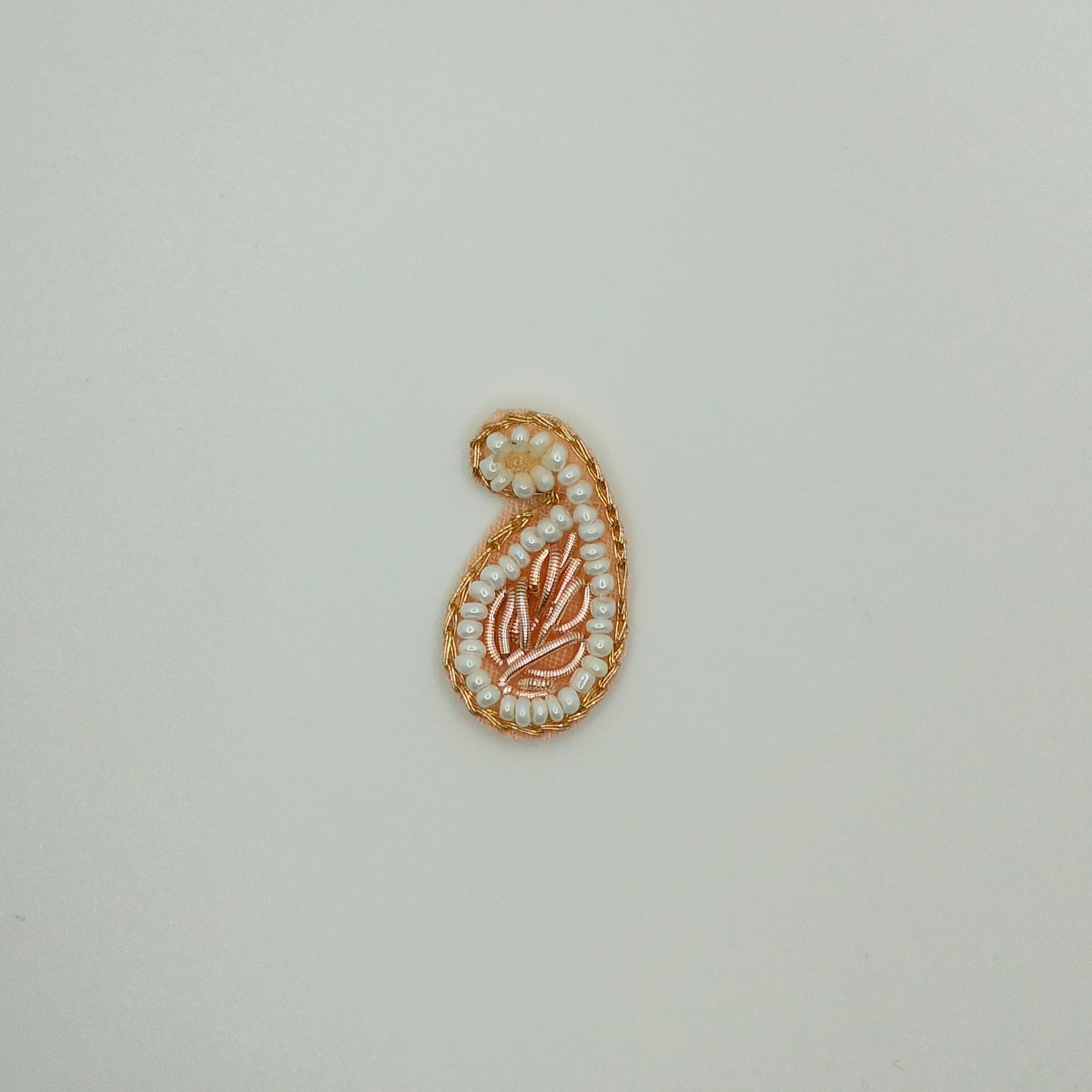 Rose Gold Zari Patch with White Pearls