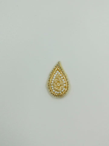 Light Gold Drop Patch with White Pearls