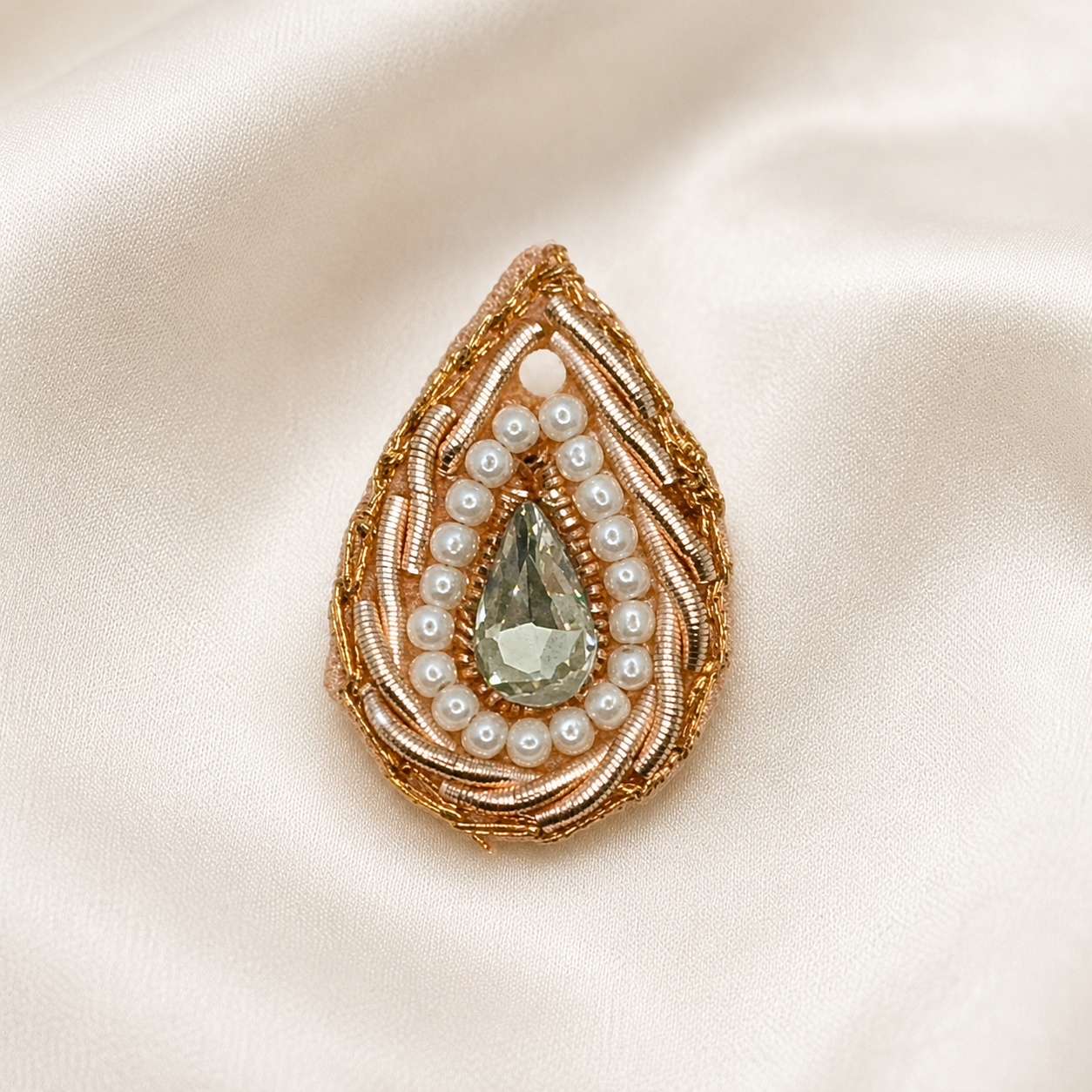 Elegant Rose Gold Drop Zardosi Patch