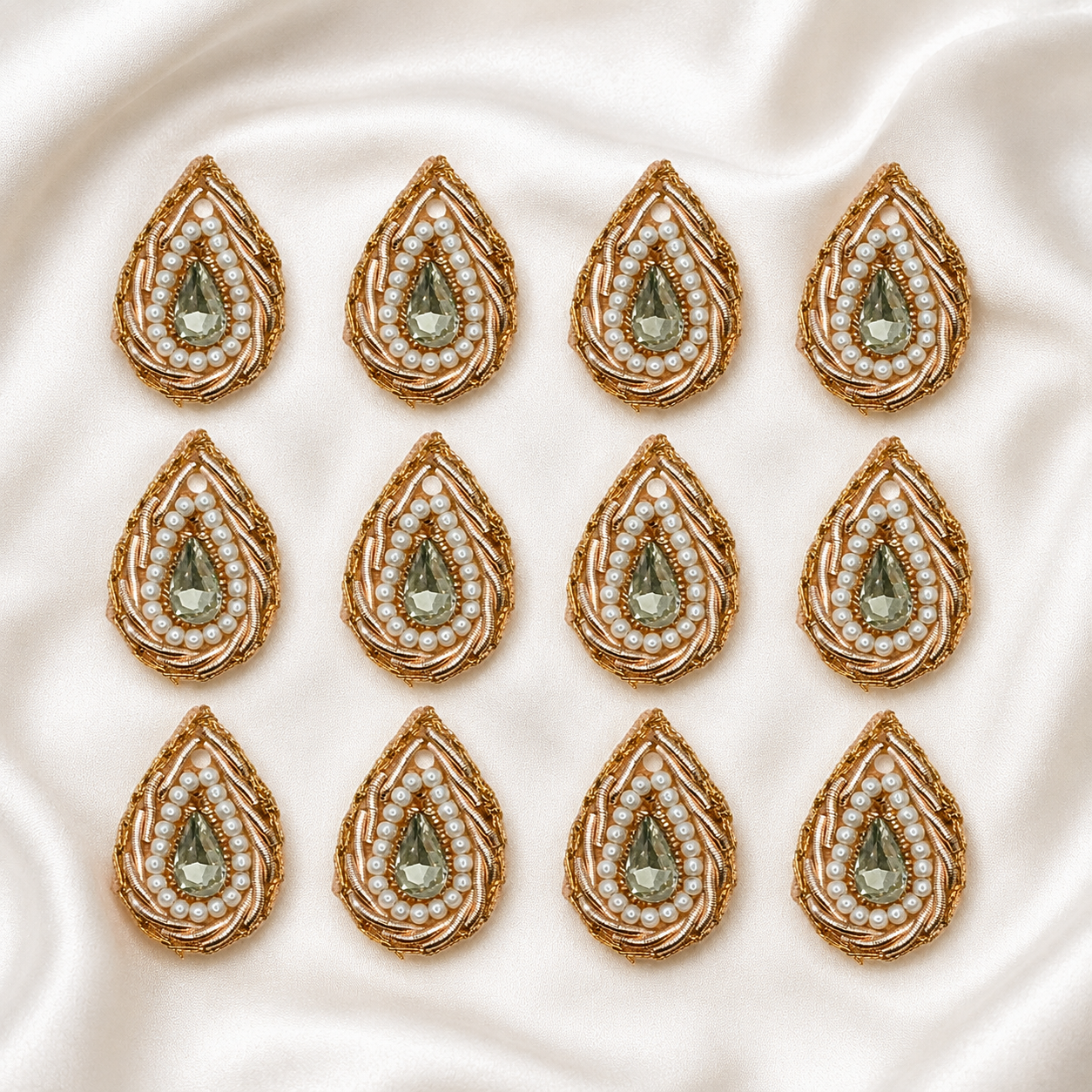 Elegant Rose Gold Drop Zardosi Patch