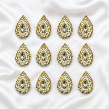 Elegant Light Gold Drop Zardozi Patch
