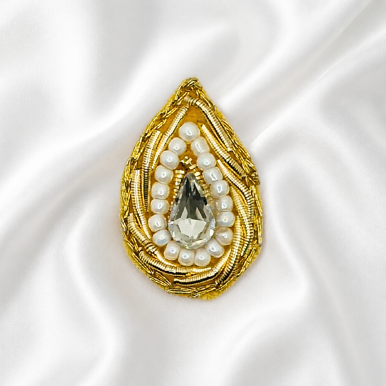 Radiant Golden Drop Zardozi Patch