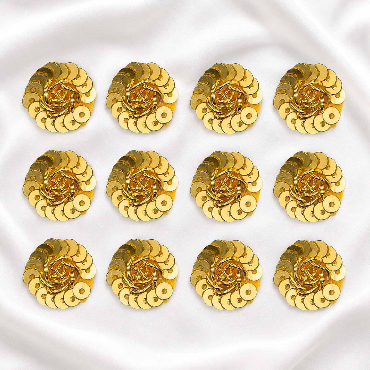 Radiant Golden Circular Sequin & Zardozi Patch
