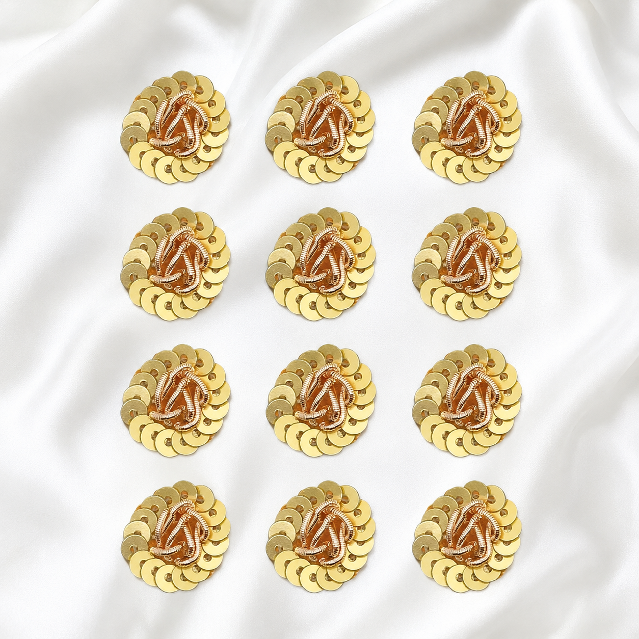 Elegant Rose Gold Sequin Zardozi Patch
