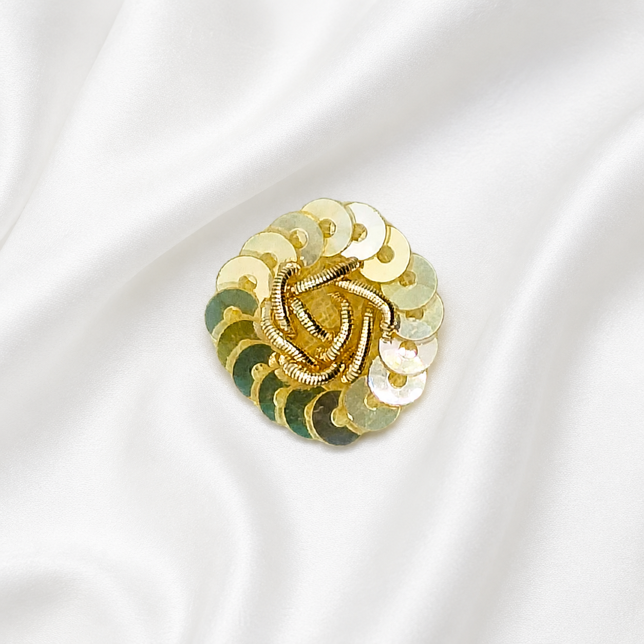 Elegant Light Gold & Gold Sequin Zardozi Patch
