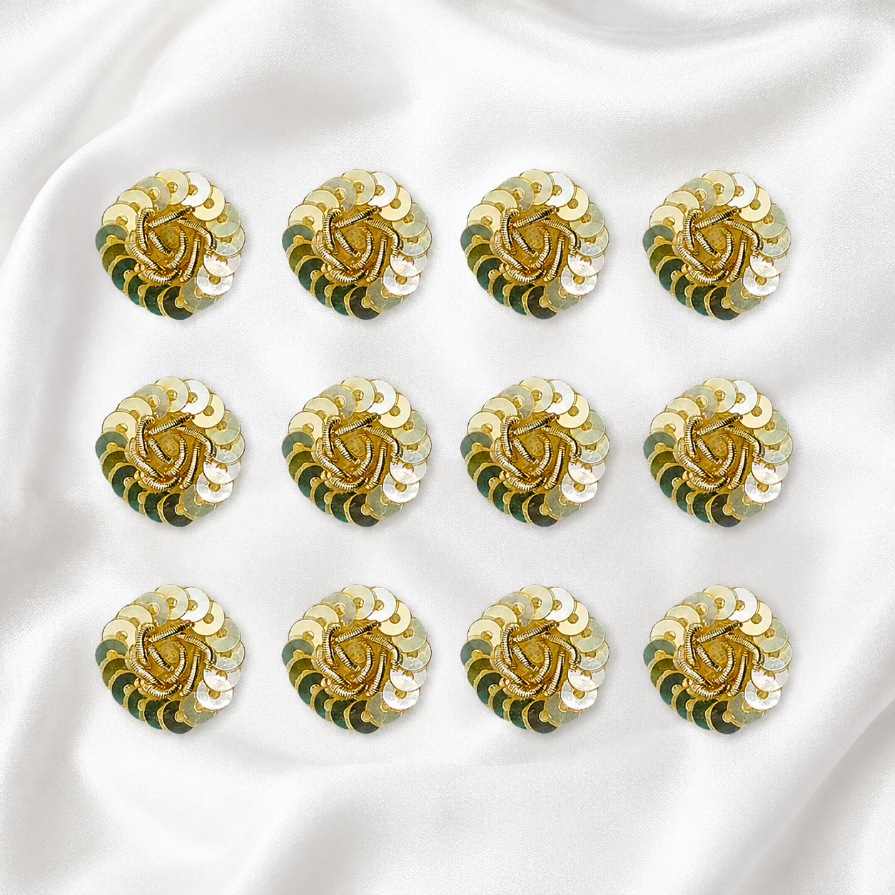 Elegant Light Gold & Gold Sequin Zardozi Patch