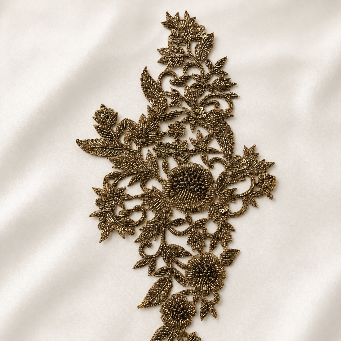 Floral Sequin Embroidered Appliqué Patch for Bridal & Designer Wear