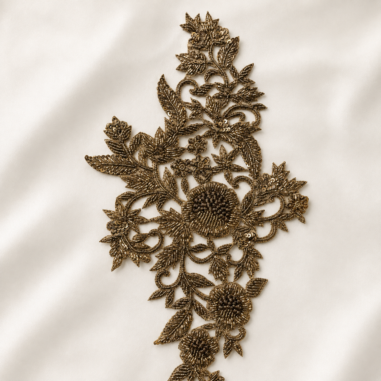 Floral Sequin Embroidered Appliqué Patch for Bridal & Designer Wear