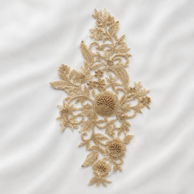 Floral Sequin Embroidered Appliqué Patch for Bridal & Designer Wear